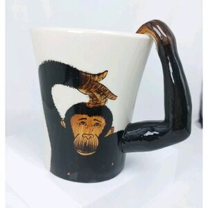 Pier 1 Imports: Chimp Monkey Mayhem Mug Cup 3D Arm Handle 16oz Coffee Tea